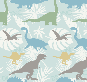 Pastellivärinen kuvio dinosaurus tapetti - Tenstickers