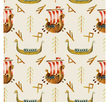 Vikinkilaivakuviot luonto tapetti - Tenstickers