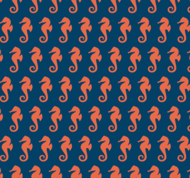 Oranssi merihevospatterni makuuhuoneen tapetti - Tenstickers