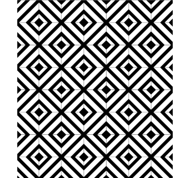 Mustavalkoiset timantit geometrinen tapetti - Tenstickers