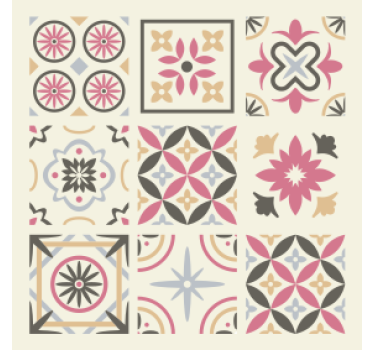 Geometrinen kukkakuvio laattatapetti - Tenstickers