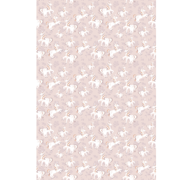 Beige yksisarvinen fantasia lastenhuoneen tapetti - Tenstickers