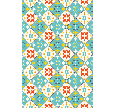 Sinisen ja beigen laatat kylpyhuoneen tapetti - Tenstickers