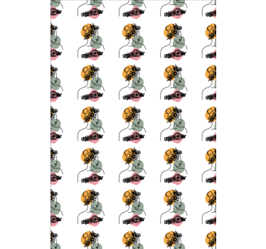 Upean naisen kukkakasvot kukkatapetti - Tenstickers