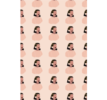 Ihana nainen auringonkukkakasvoilla kukkatapetti - Tenstickers
