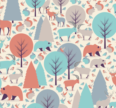Tapetti eläimillä ja puilla - Tenstickers