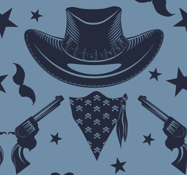 Cowboy hattu revolveri huivi makuuhuoneen tapetti - Tenstickers