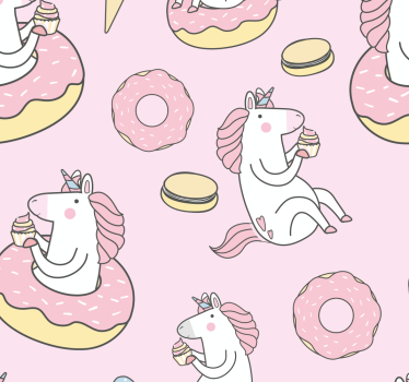 Tapetti vaaleanpunainen yksisarvinen Tapetti lastenhuoneeseen - Tenstickers