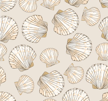 Isot ja pienet simpukat tapetti beige - Tenstickers