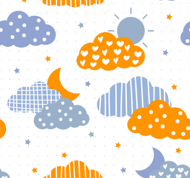 Kuu ja pilvet abstrakteja tapetteja - Tenstickers