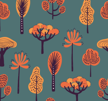Stylisoidut kasvimotiivit puu tapetti - Tenstickers