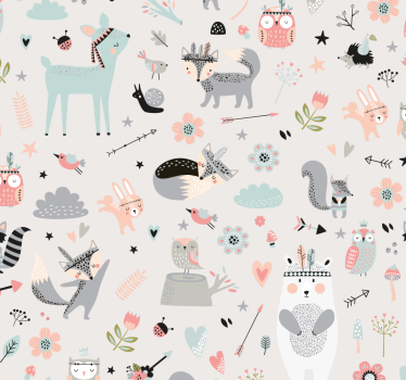 Pohjoismainen metsäteemainen tapetti Tapetti lastenhuoneeseen - Tenstickers