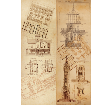 Rakennus vintage tapetti - Tenstickers