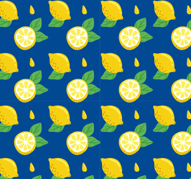 Sininen ja keltainen sitruuna ornamentti tapetit - Tenstickers