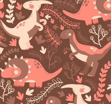 Dinosaurukset ja lehdet Tapetti lastenhuoneeseen - Tenstickers