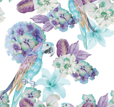 Kukkainen papukaija design papukaija tapetti - Tenstickers