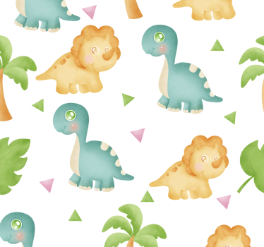 Erilaisia dinosauruksia ja pensaita Tapetti lastenhuoneeseen - Tenstickers