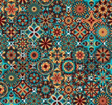 Värikäs mosaiikki vintage tapetti - Tenstickers