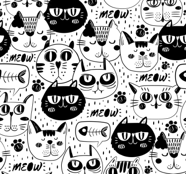 Mustavalkoiset kissat eläintapetit - Tenstickers