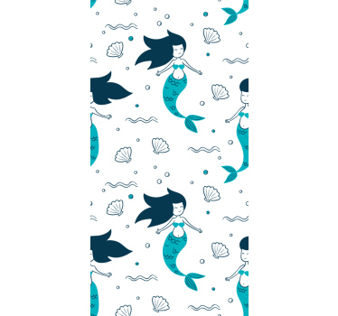 Merenneito kuvio teema tapetti sininen - Tenstickers
