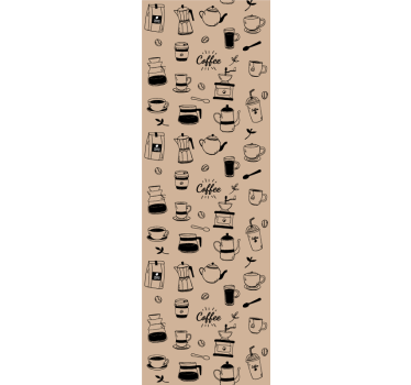 Kahvin valmistuskuvakkeet keittiön tapetti - Tenstickers