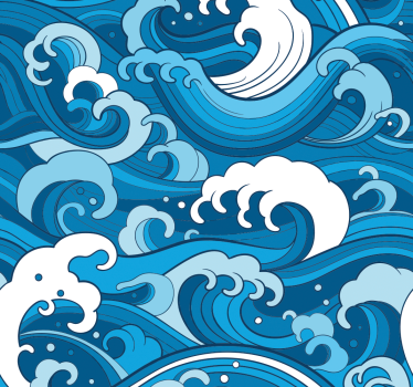 Japanilaistyyliset aallot maisematapetteja - Tenstickers