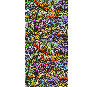 Värikäs graffiti seinä teksti taiteellinen tapetti - Tenstickers