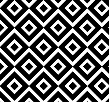 Mustavalkoinen geometrinen tapetti neliökuvioinen - Tenstickers