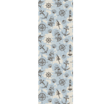 Vintage merihenkinen kuvio tapetti olohuone - Tenstickers
