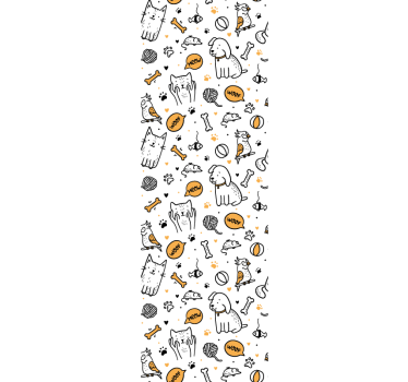 Lemmikkieläinten doodle-taide eläimet tapetti - Tenstickers