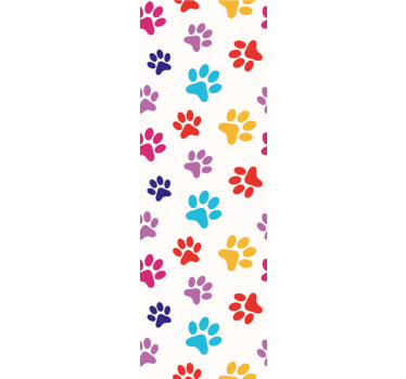 Värikkäitä tassukuvioita koira tapetti - Tenstickers