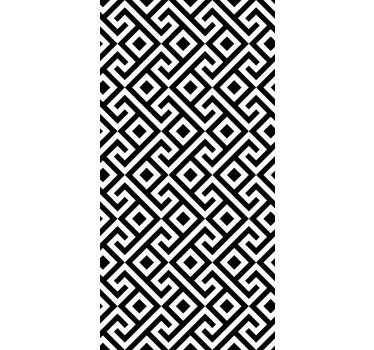 Mustavalkoinen monimutkainen geometrinen kuvio tapetti olohuone - Tenstickers