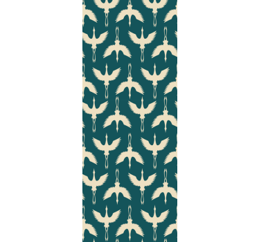 Valkoinen art deco haikarakuvio tapetti olohuone - Tenstickers