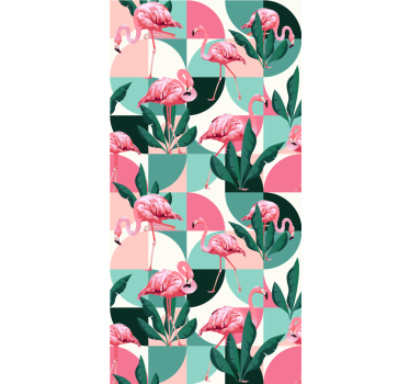 Flamingo trooppinen kuvio Viidakkotapetti - Tenstickers