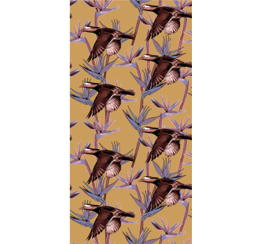 Järvieläimet vintage-design makuuhuoneen tapetti - Tenstickers