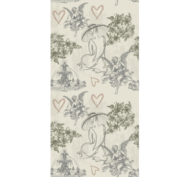 Vintage ranskalainen romanttinen kuvio vintage tapetti - Tenstickers