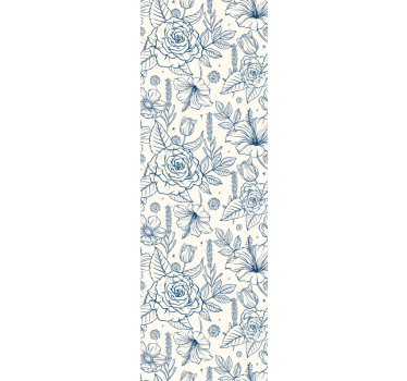 Delft sininen kukka kukallinen tapetti - Tenstickers