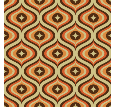 Retro-oranssi ja ruskea olohuone tapetti - Tenstickers