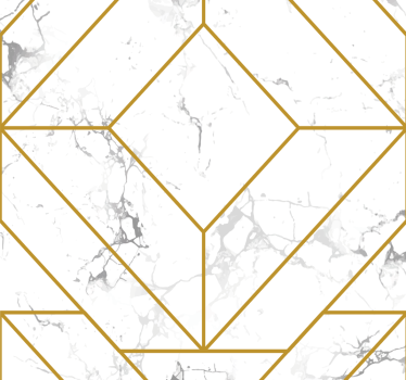 Kultainen ja valkoinen geometria olohuone tapetti - Tenstickers