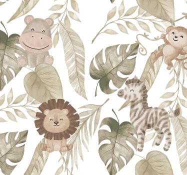Beige viidakkokuvio tapetti vauvanhuoneeseen - Tenstickers