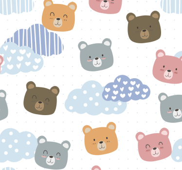 Sarjakuva karhut pilvet kissat tapetti - Tenstickers