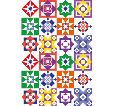 Monivärinen muotoilu laatta tapetti - Tenstickers