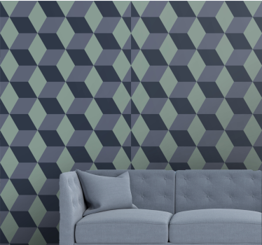 3d kuutiot kuvio geometrinen tapetti - Tenstickers