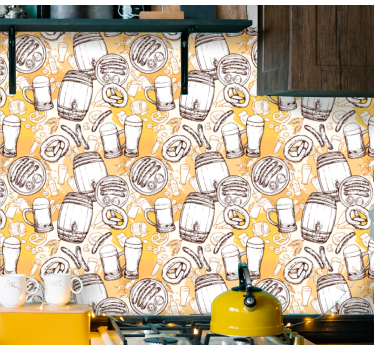 Vintage olut tyyli keittiön tapetti - Tenstickers