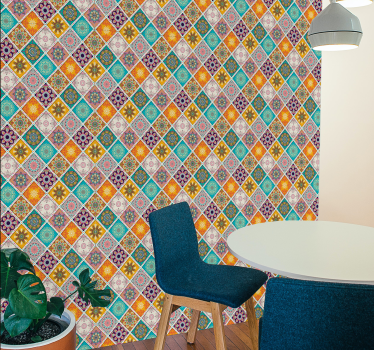 Boho-neliöt laattatapetti - Tenstickers