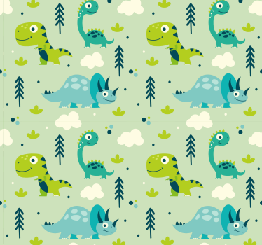 Dinosaurus vihreällä taustalla makuuhuoneen tapetti - Tenstickers