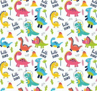 Iloinen dino kuvio dinosaurus tapetti - Tenstickers