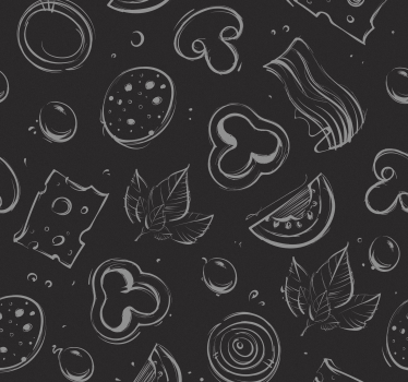 Pizzan ainesosa musta keittiön tapetti - Tenstickers