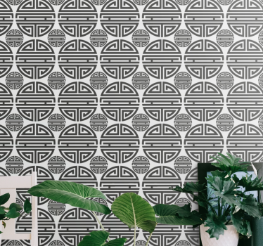 Aasialaistyylinen geometrinen kuvio moderneja tapetteja - Tenstickers