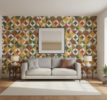 Abstrakti geometrinen maapallon värit olohuone tapetti - Tenstickers